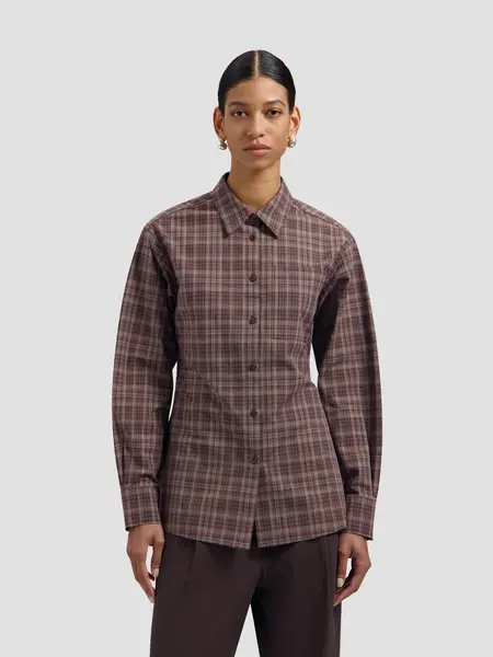 OLAF Checked fitted shirt Chocolate plum