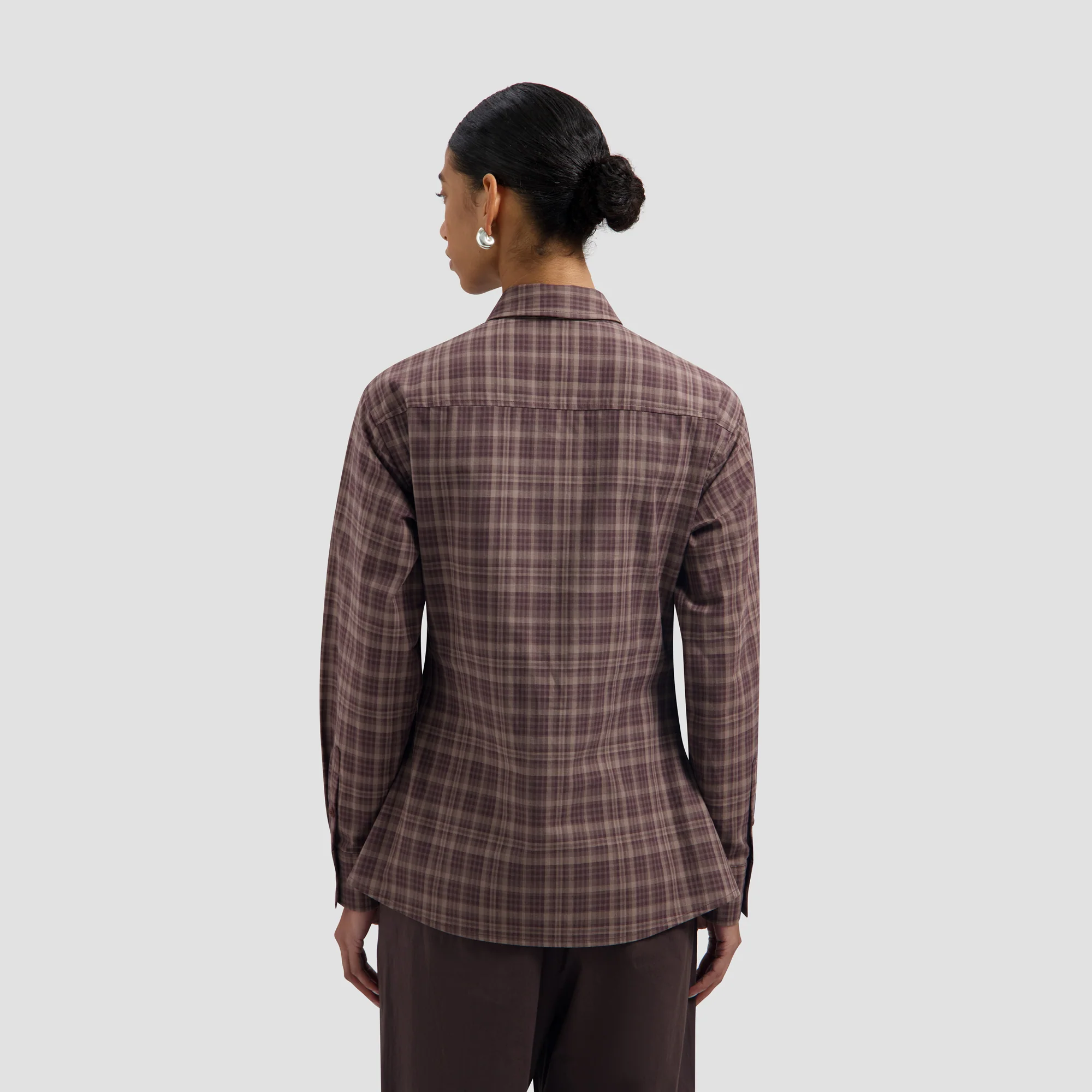 OLAF Checked fitted shirt Chocolate plum