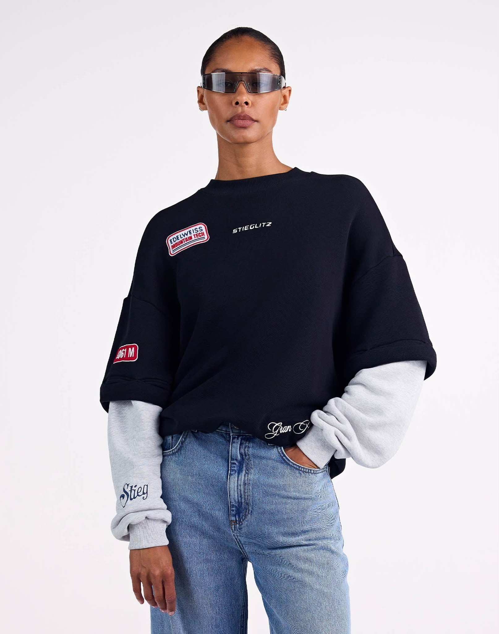 Stieglitz Mikky sweater double sleeve Black