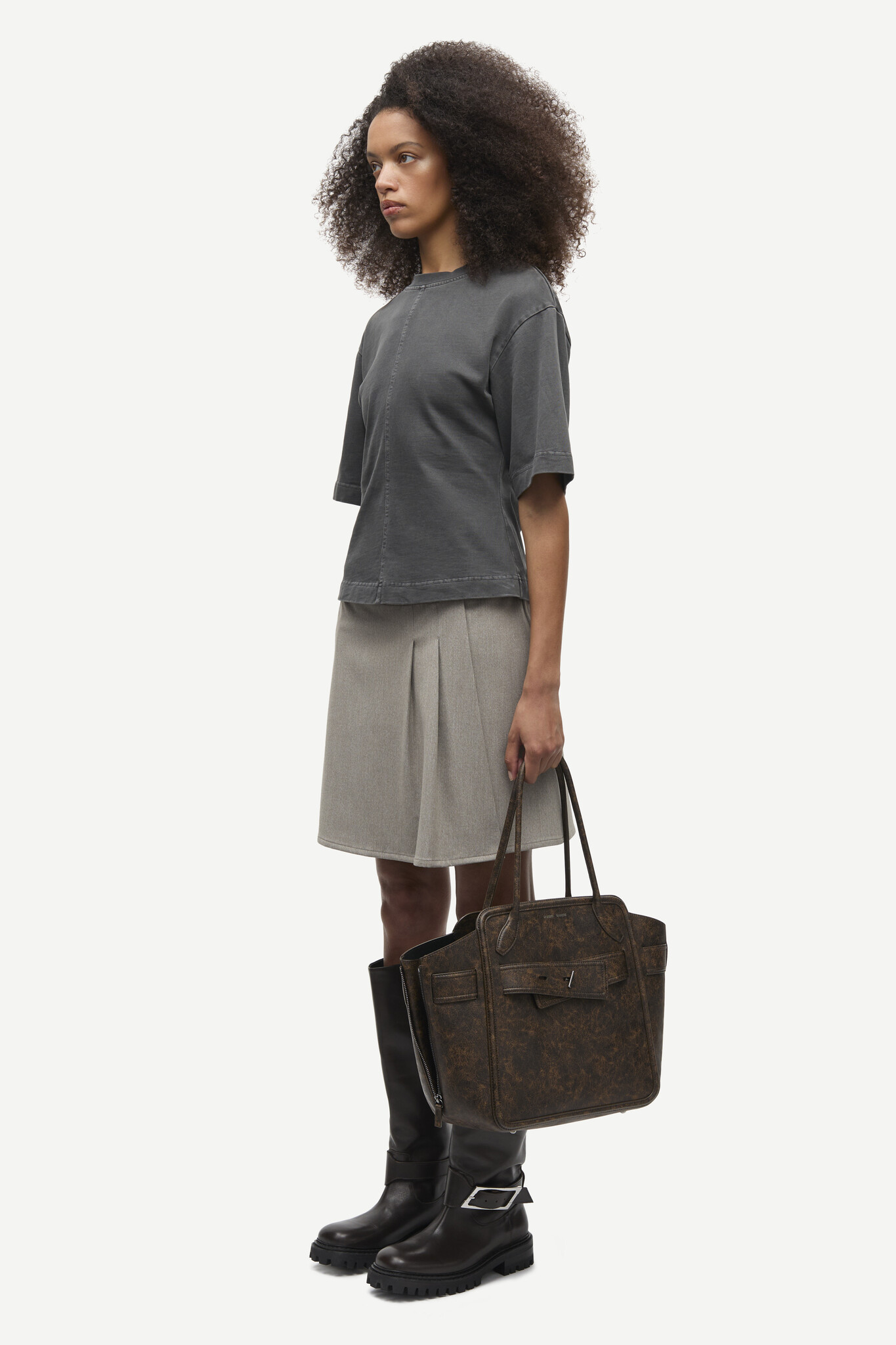 Samsoe Samsoe Saheaven skirt Lead grey melange