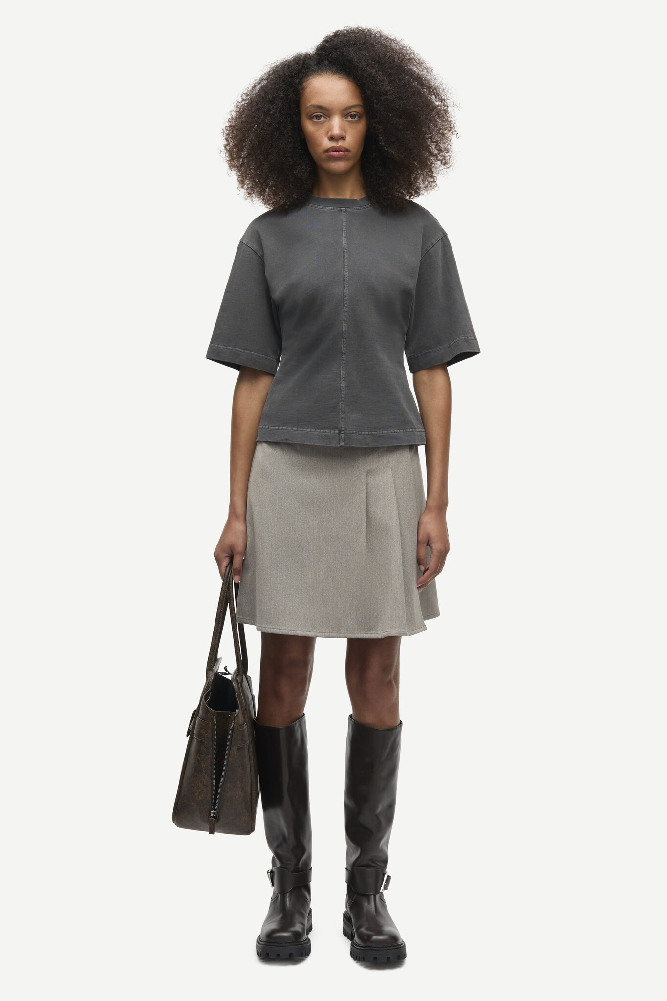 Samsoe Samsoe Saheaven skirt Lead grey melange