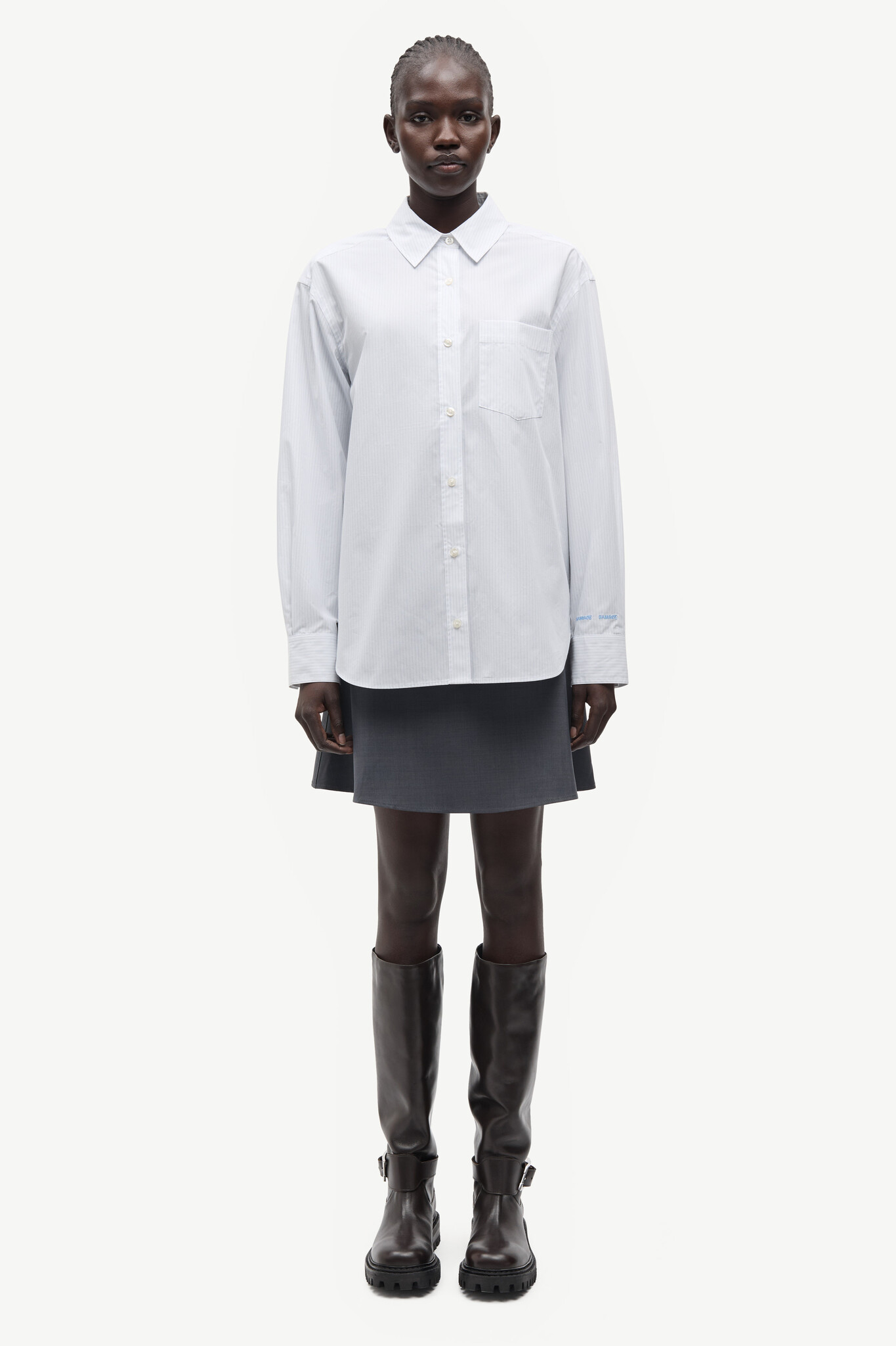 Samsoe Samsoe Salova pocket shirt White pinstripe