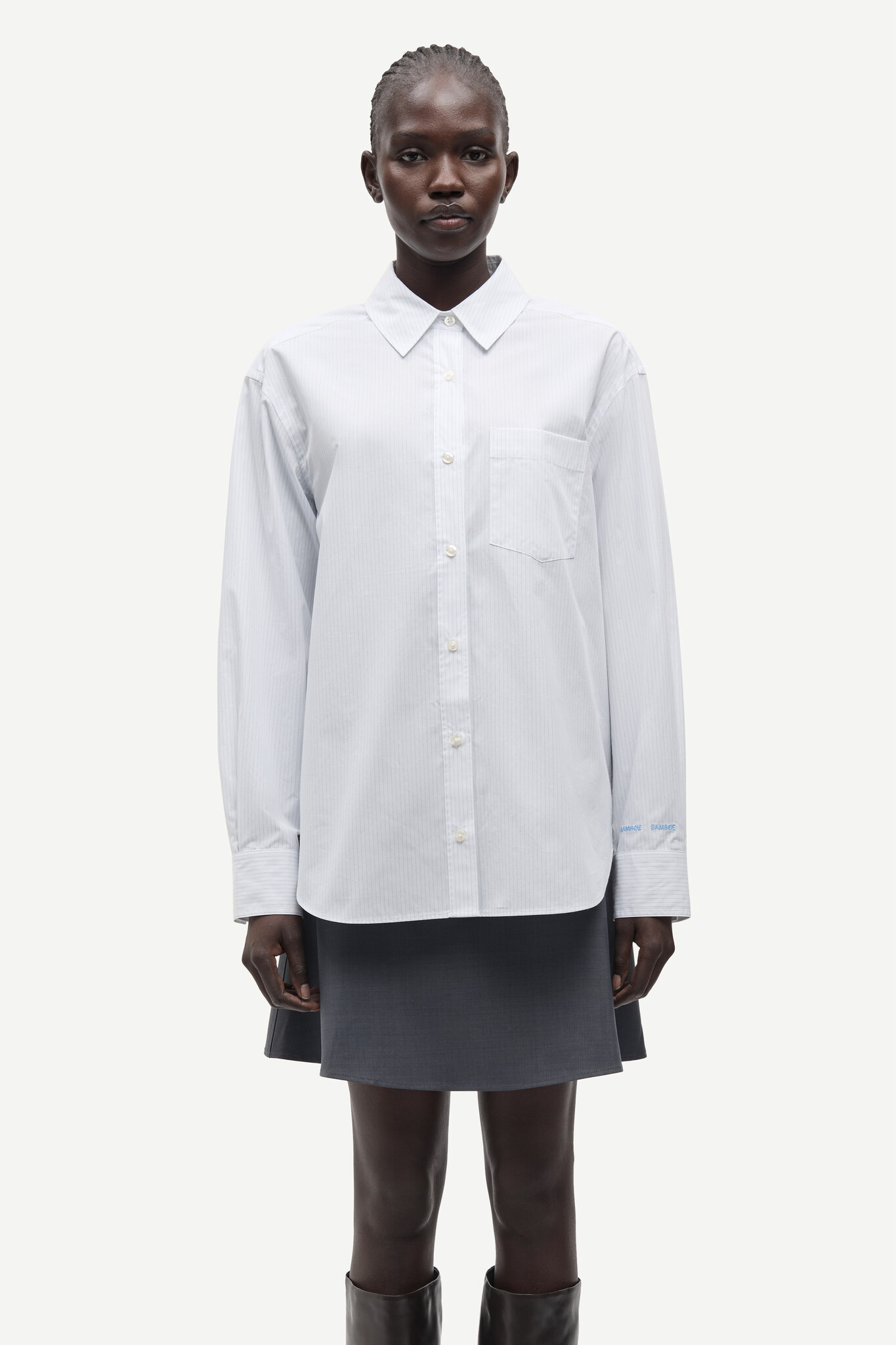 Samsoe Samsoe Salova pocket shirt White pinstripe