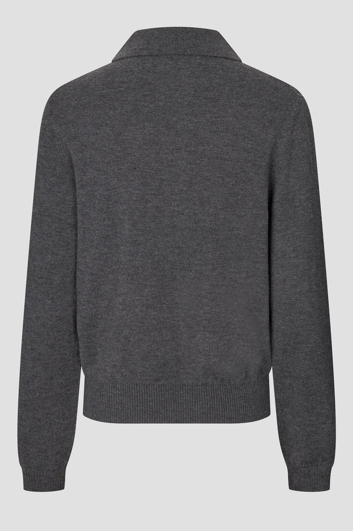 Second Female Shailene knit polo Dark grey melange