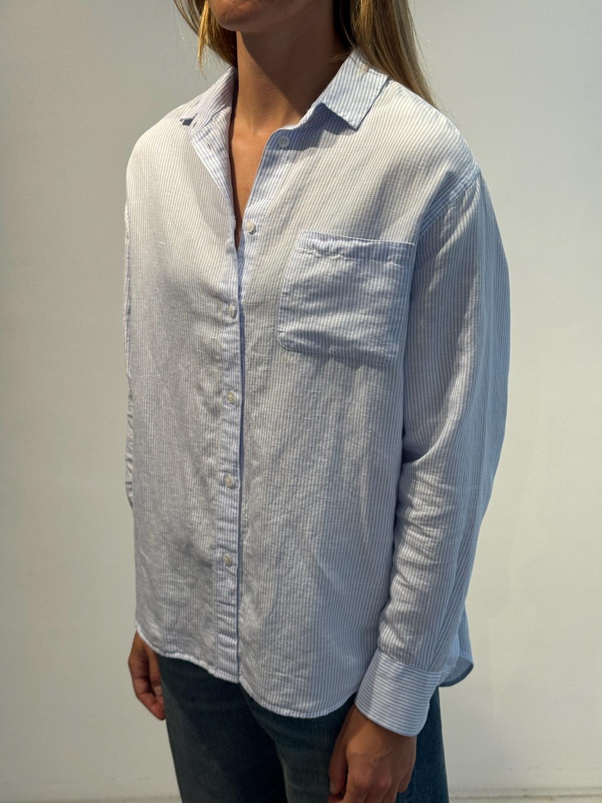 BLUE MORÉ Iris linnen/cotton shirt Light blue stripe