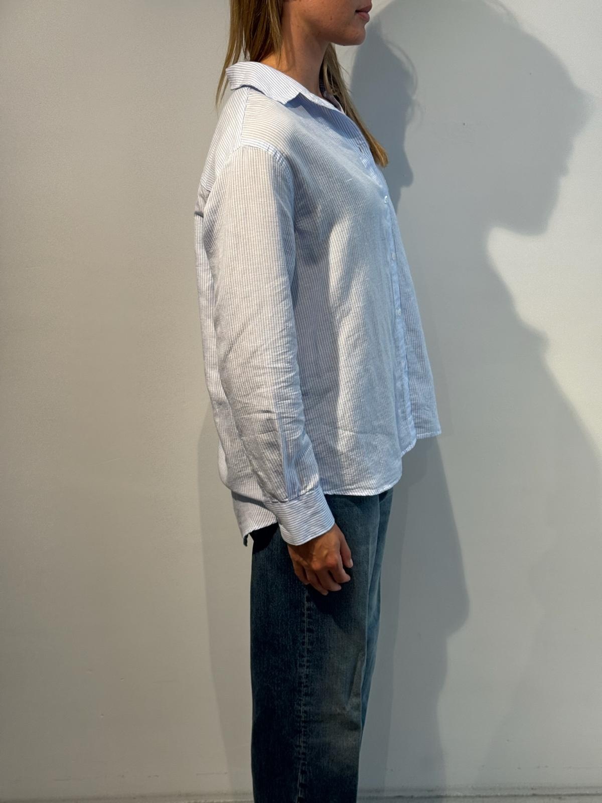 BLUE MORÉ Iris linnen/cotton shirt Light blue stripe