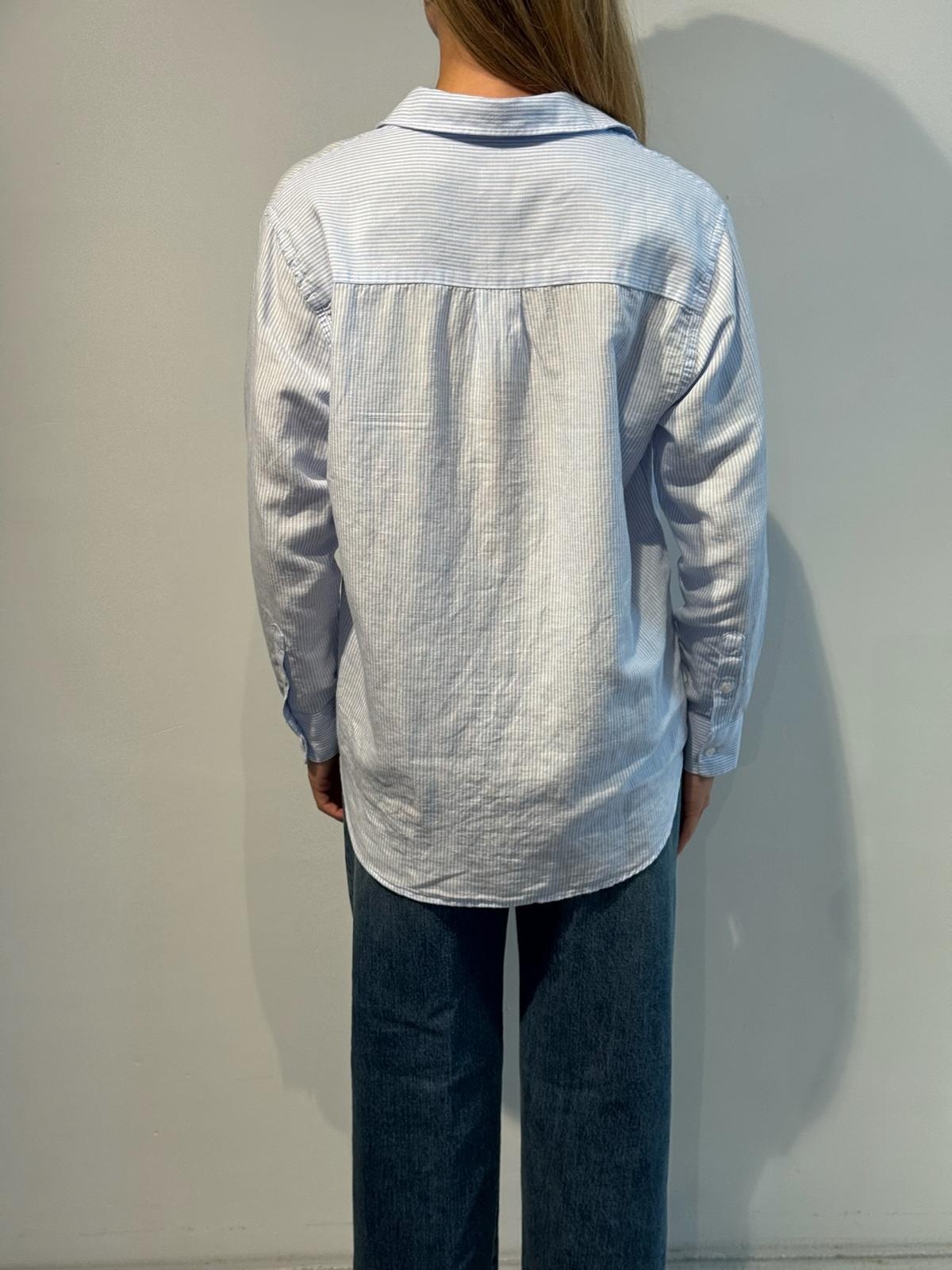 BLUE MORÉ Iris linnen/cotton shirt Light blue stripe