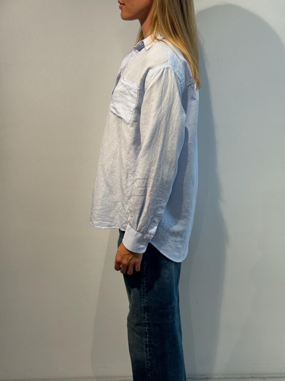 BLUE MORÉ Iris linnen/cotton shirt Light blue stripe