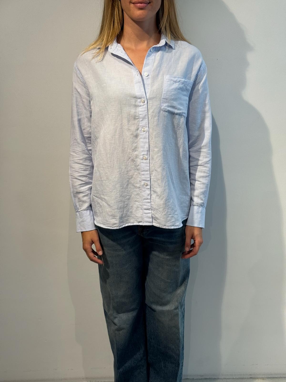 BLUE MORÉ Iris linnen/cotton shirt Light blue stripe