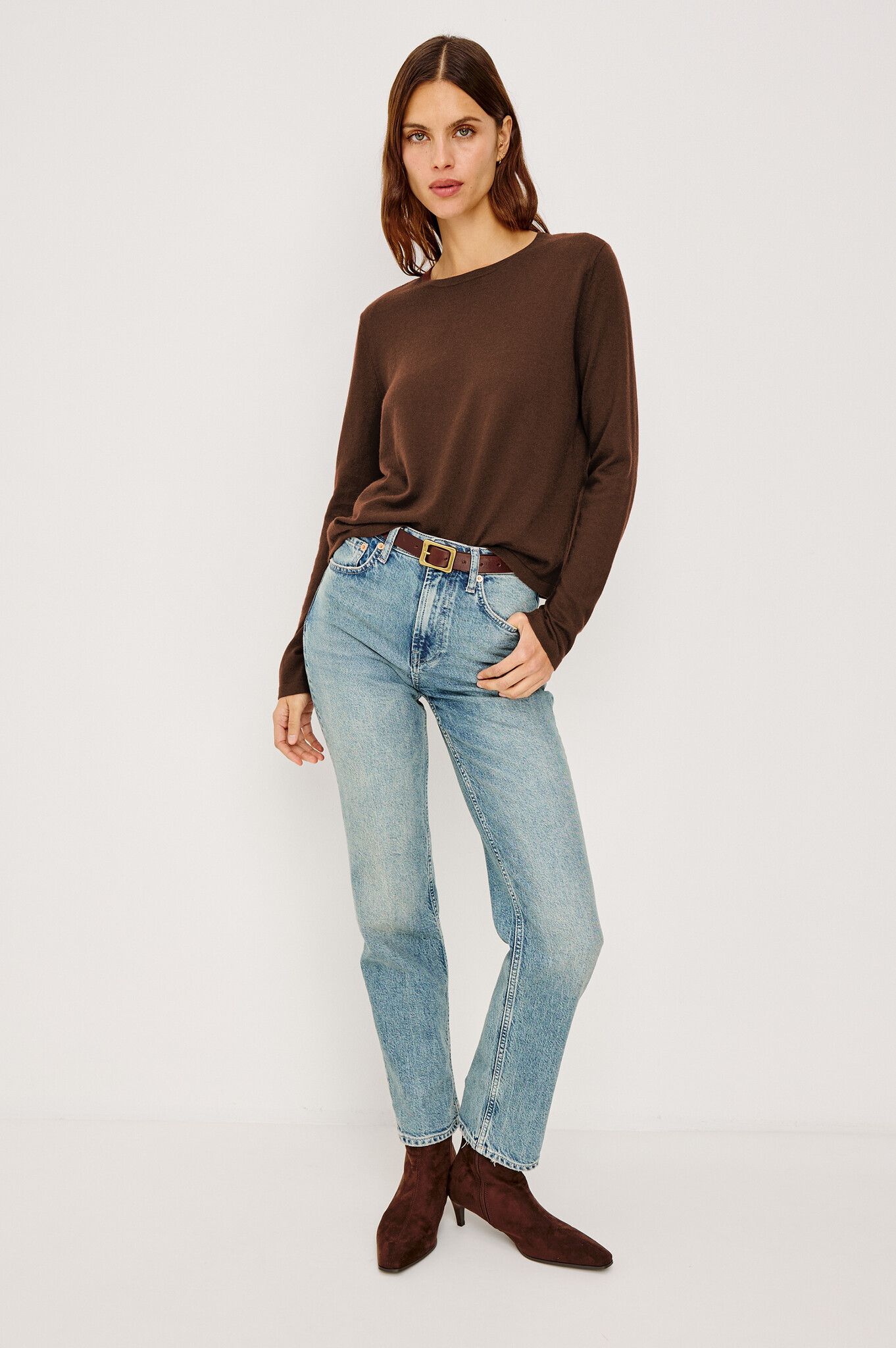 Rails Cotton cashmere long sleeve tee Espresso