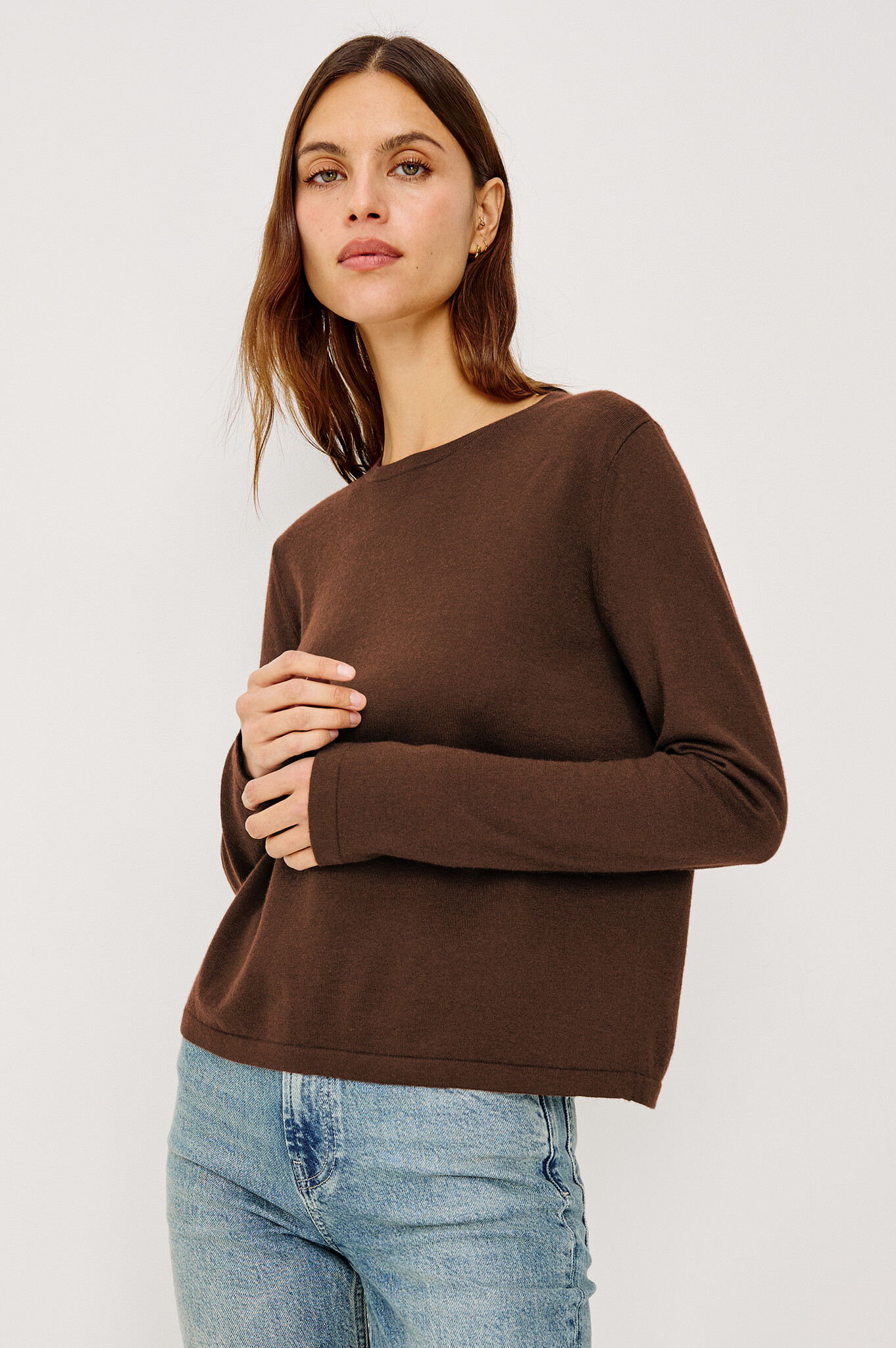 Rails Cotton cashmere long sleeve tee Espresso
