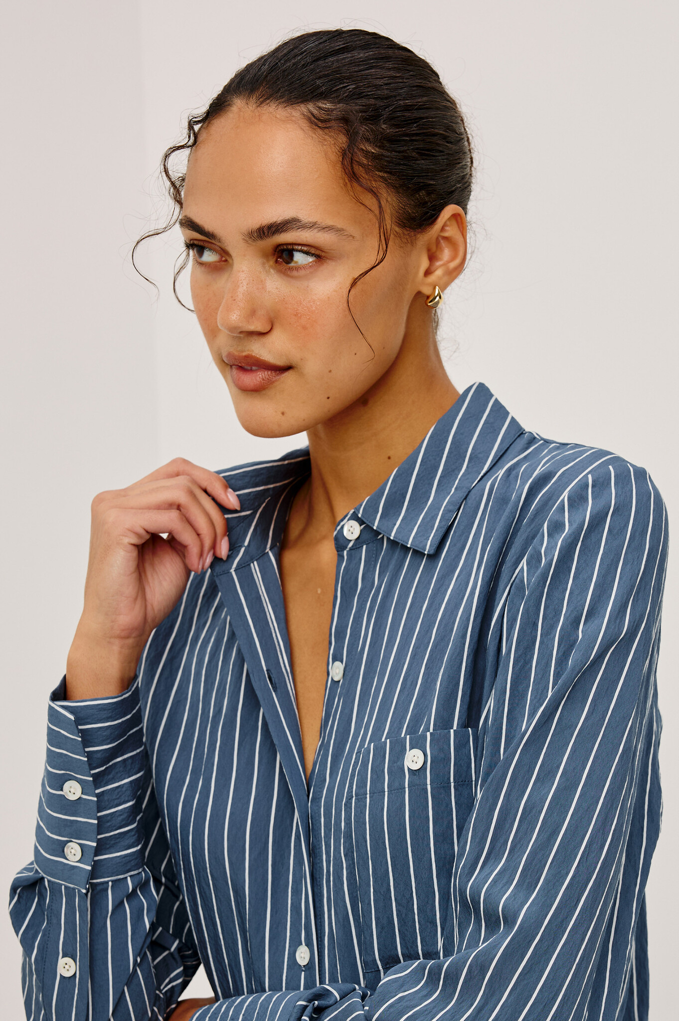 Rails Beck shirt Washed indigo stripe