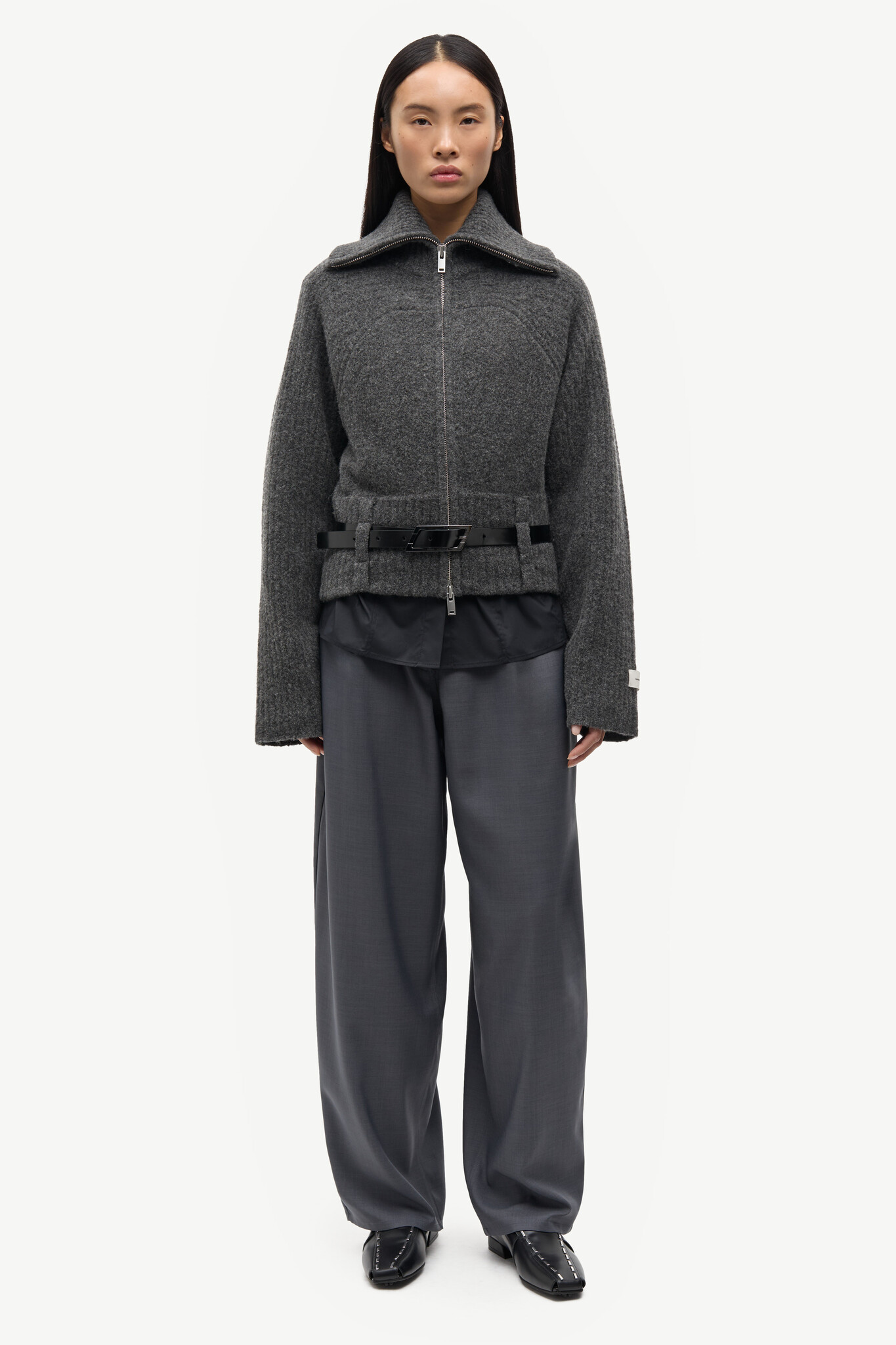 Samsoe Samsoe Samirra zip cardigan Dark grey melange