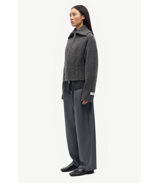 Samsoe Samsoe Samirra zip cardigan Dark grey melange