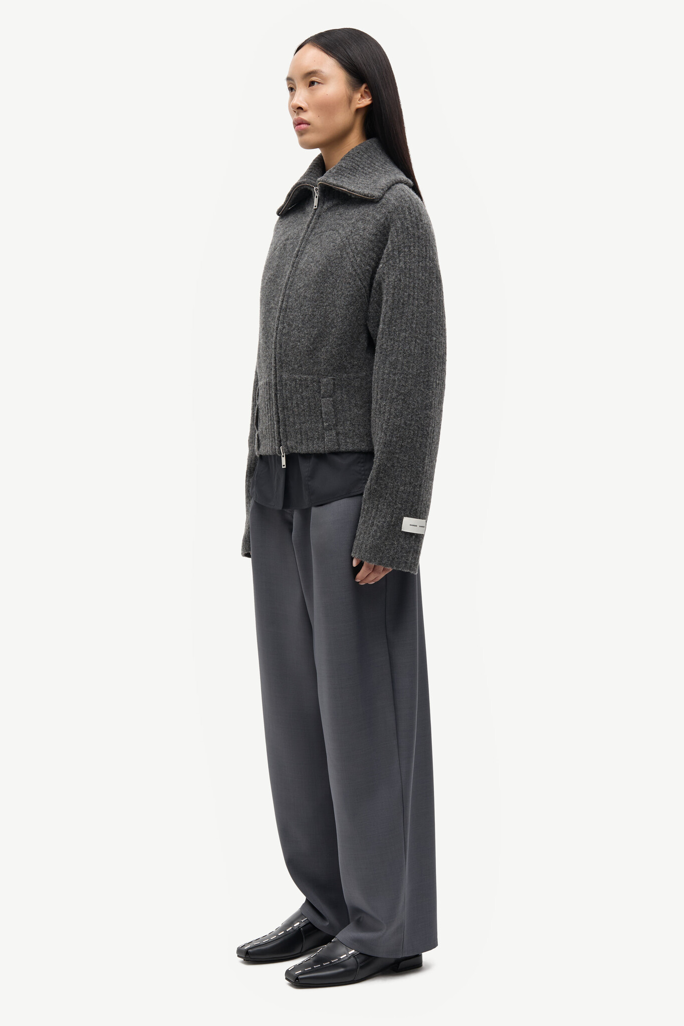Samsoe Samsoe Samirra zip cardigan Dark grey melange