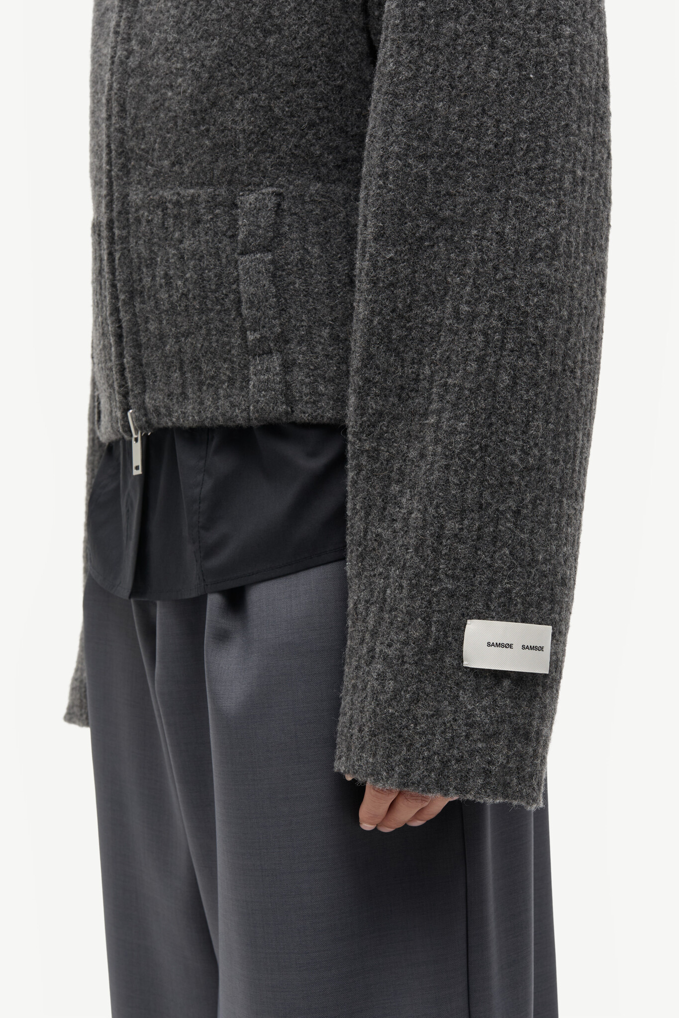Samsoe Samsoe Samirra zip cardigan Dark grey melange