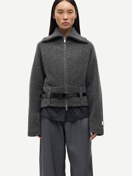 Samsoe Samsoe Samirra zip cardigan Dark grey melange