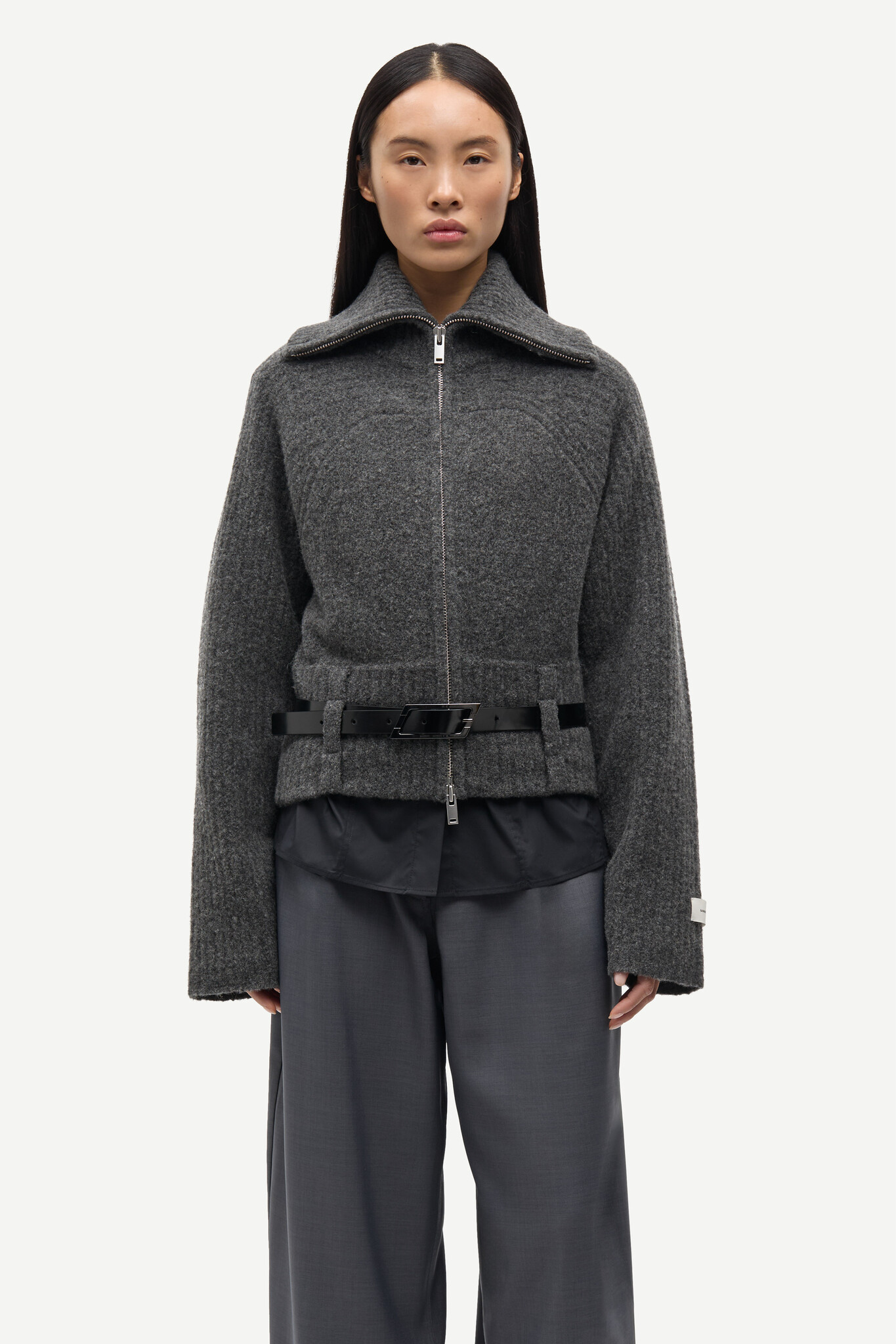Samsoe Samsoe Samirra zip cardigan Dark grey melange