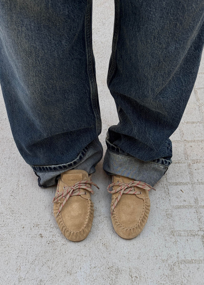Alohas Rowan sporty suede Beige leather loafers