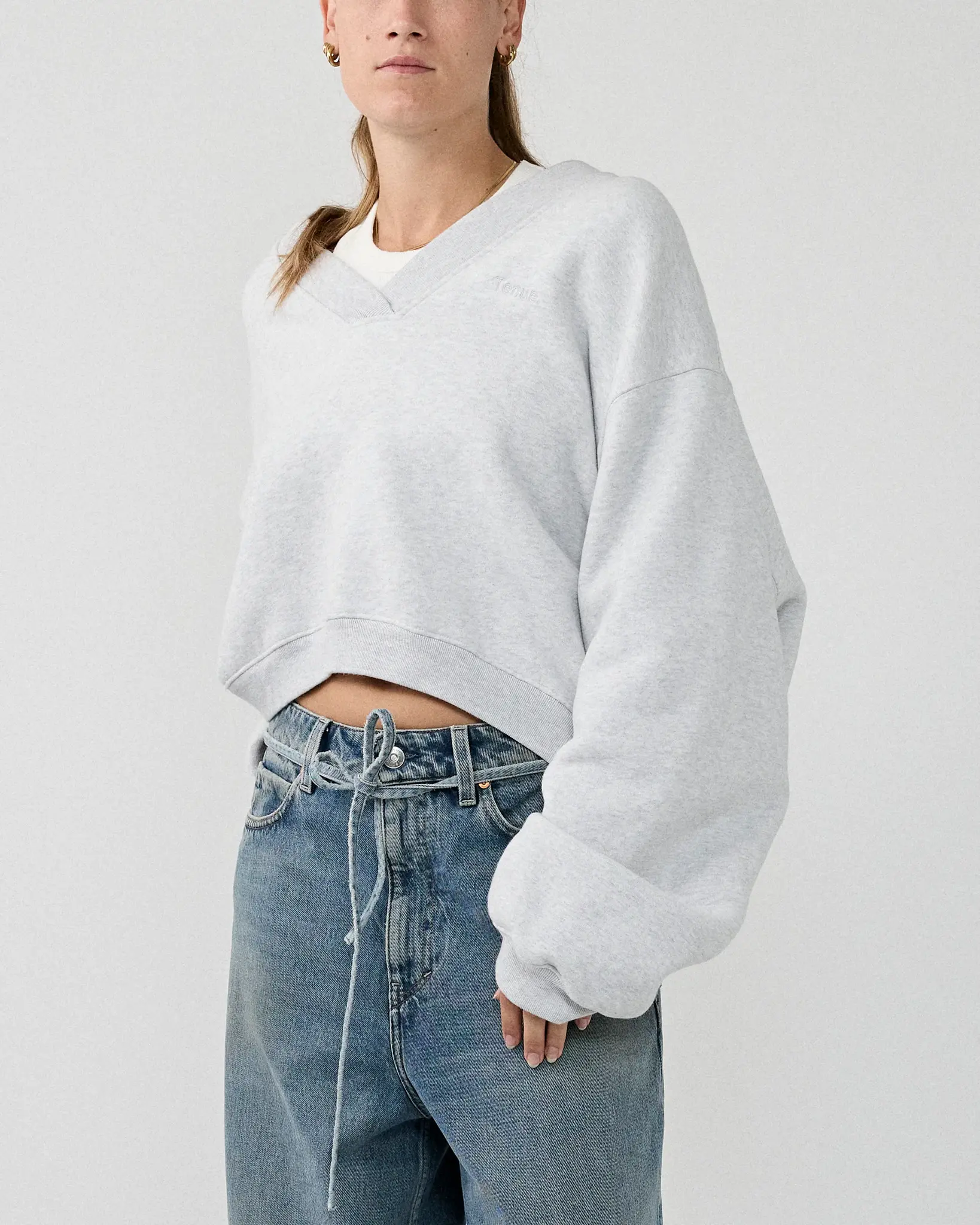 Tenue Quinn V-neck sweat Light grey melange