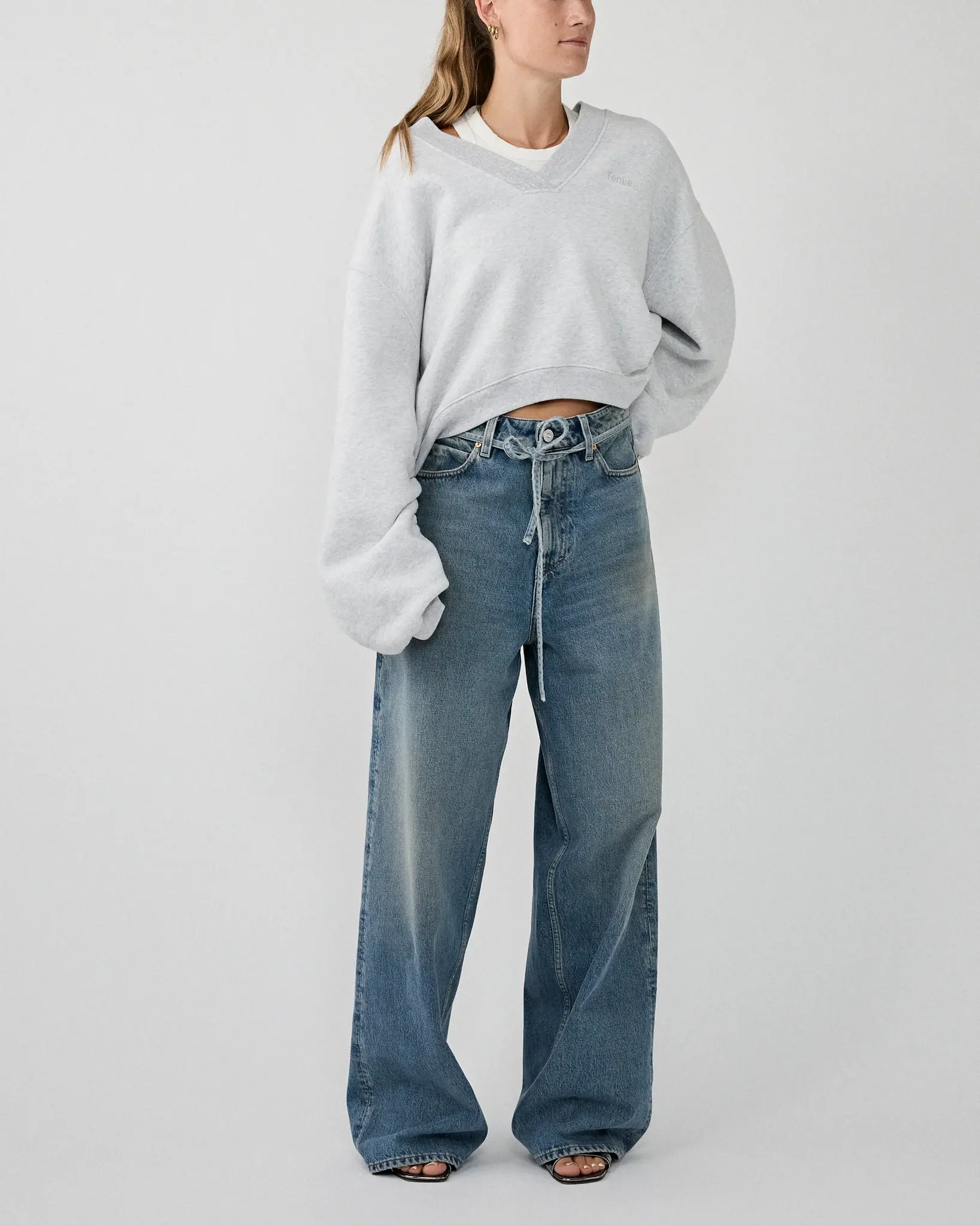 Tenue Quinn V-neck sweat Light grey melange