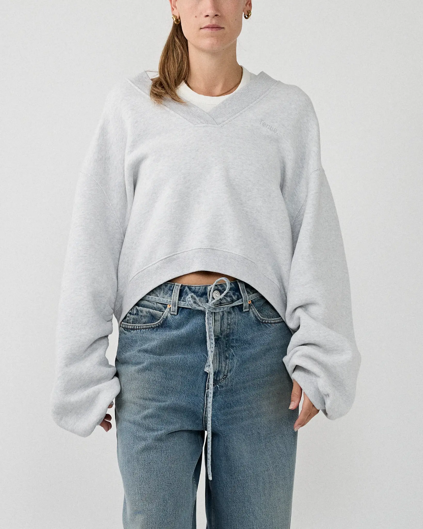 Tenue Quinn V-neck sweat Light grey melange