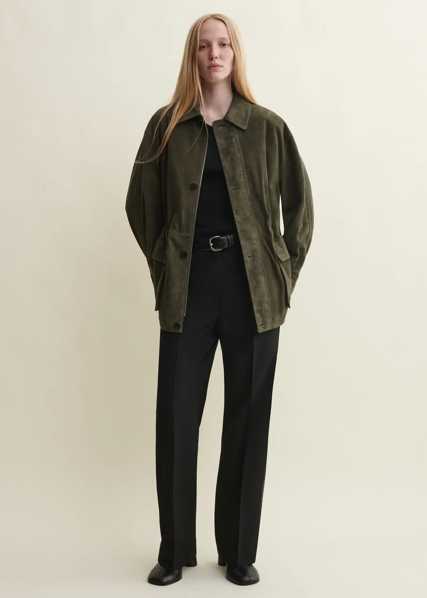 Arma Maeve lamb suede jacket Dark green