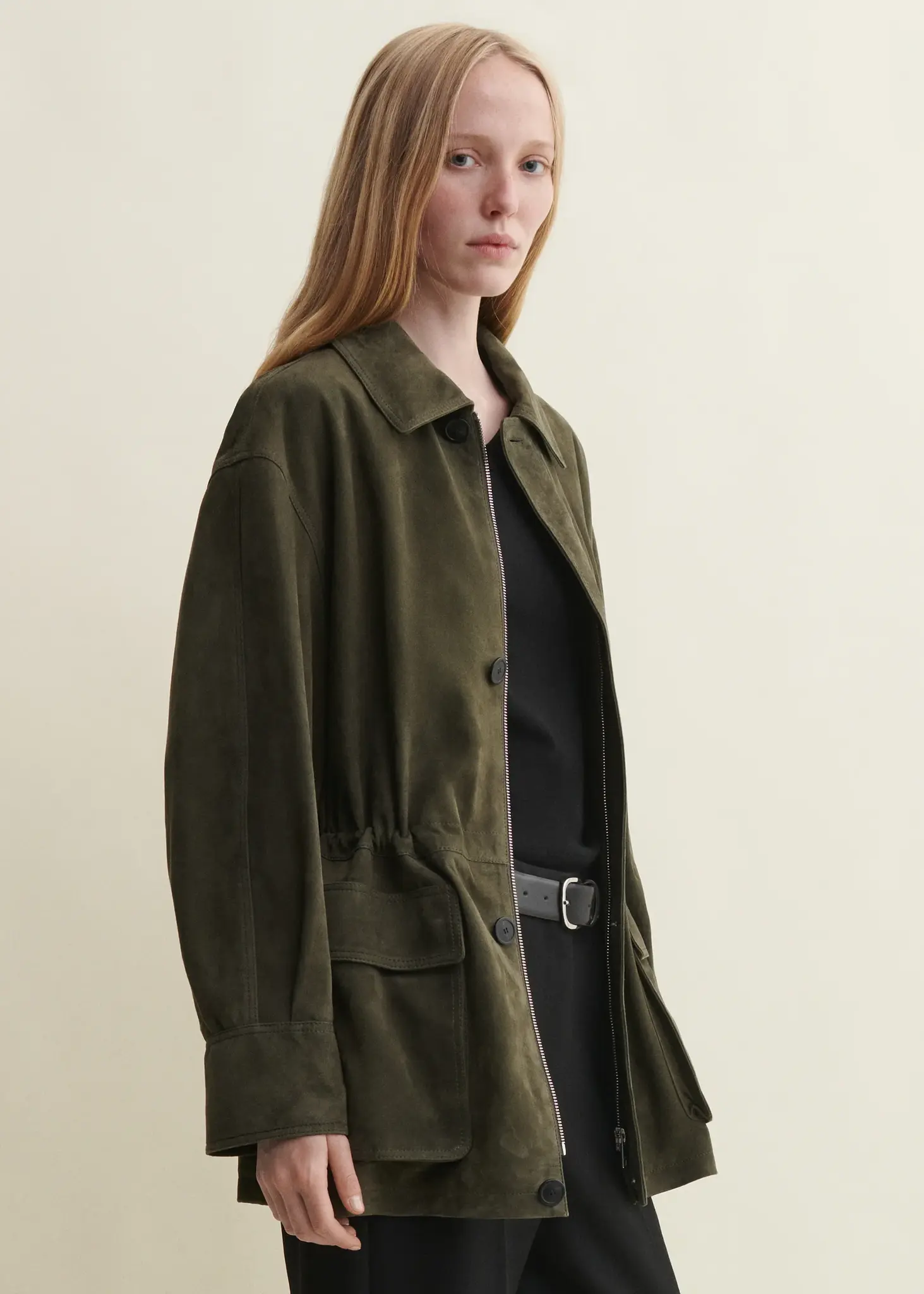 Arma Maeve lamb suede jacket Dark green