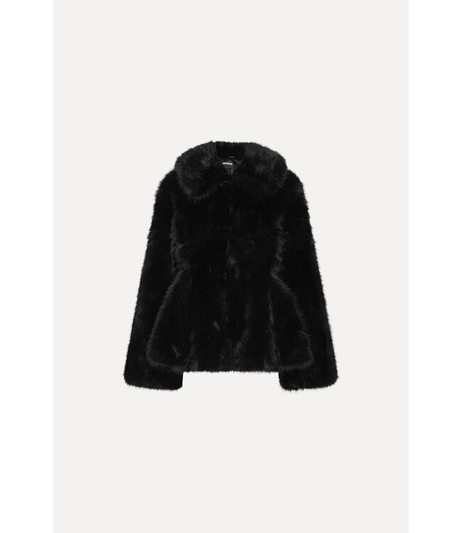 ROTATE Faux fur flared jacket Black