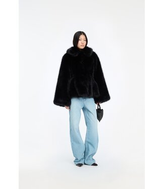 ROTATE Faux fur flared jacket Black