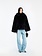 ROTATE Faux fur flared jacket Black