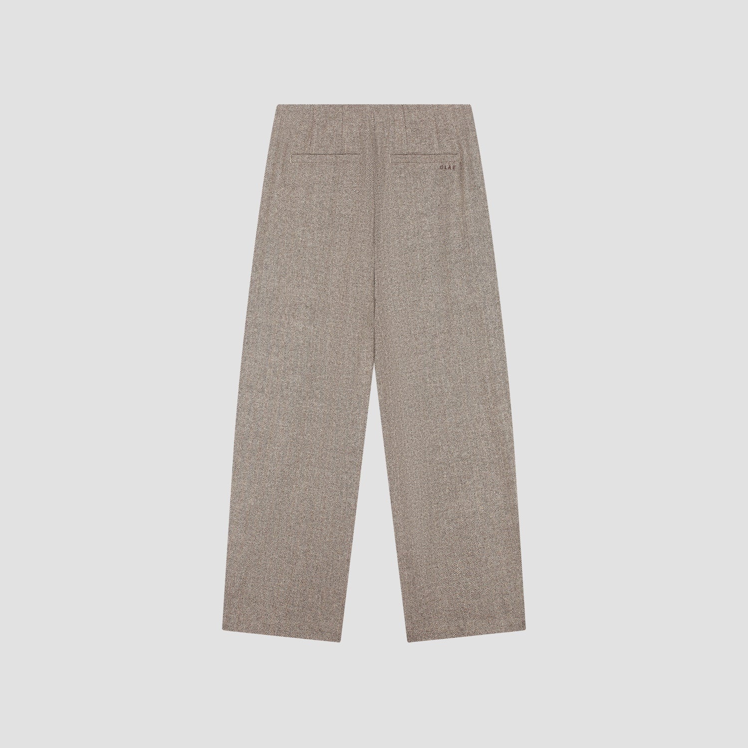 OLAF Wool herringbone barrel leg pant Chocolate chip