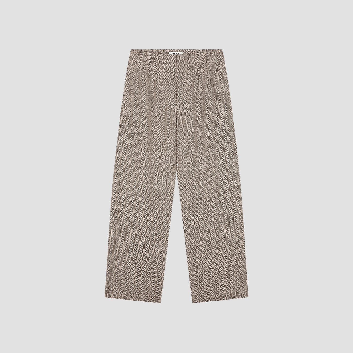 OLAF Wool herringbone barrel leg pant Chocolate chip