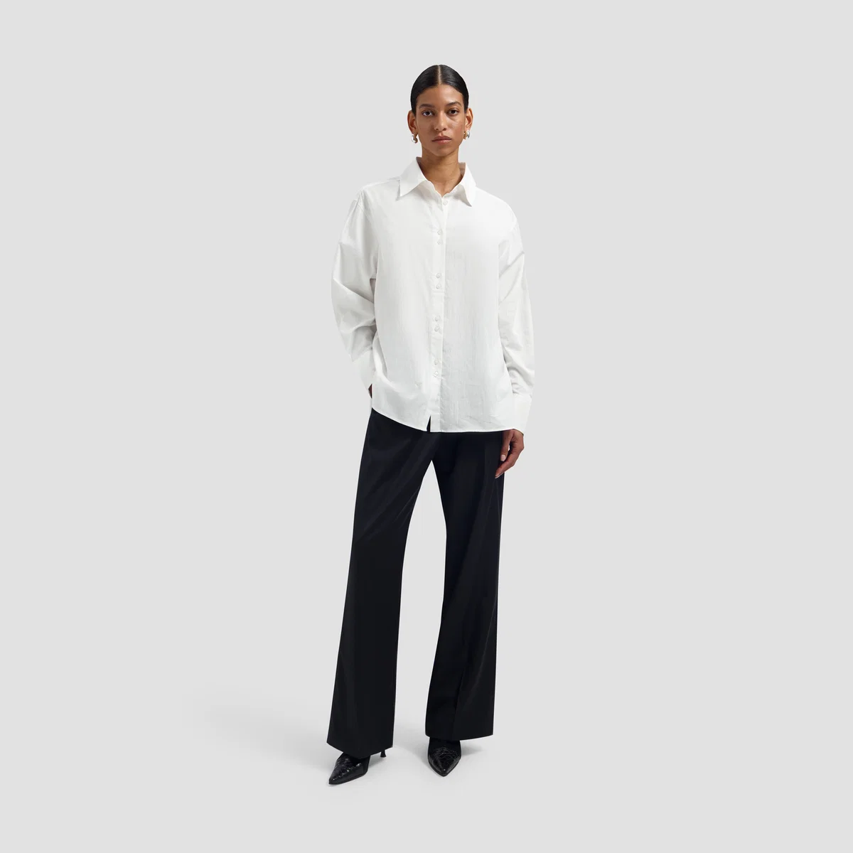 OLAF Striped oversized shirt Optical white