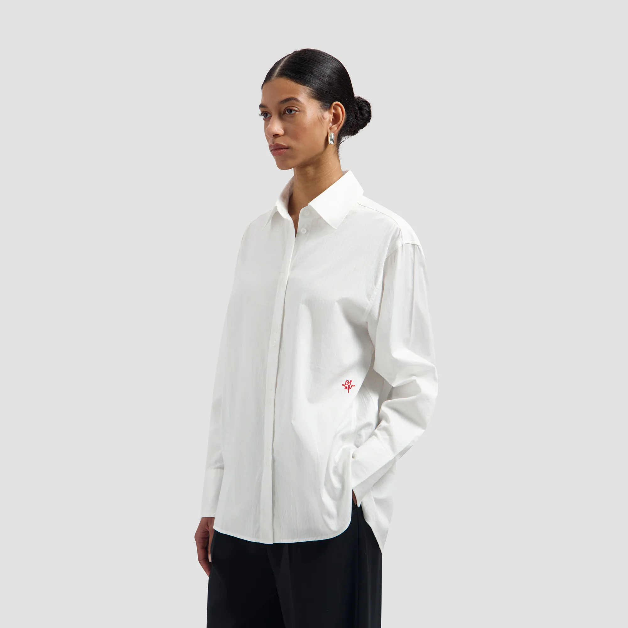OLAF Striped oversized shirt Optical white