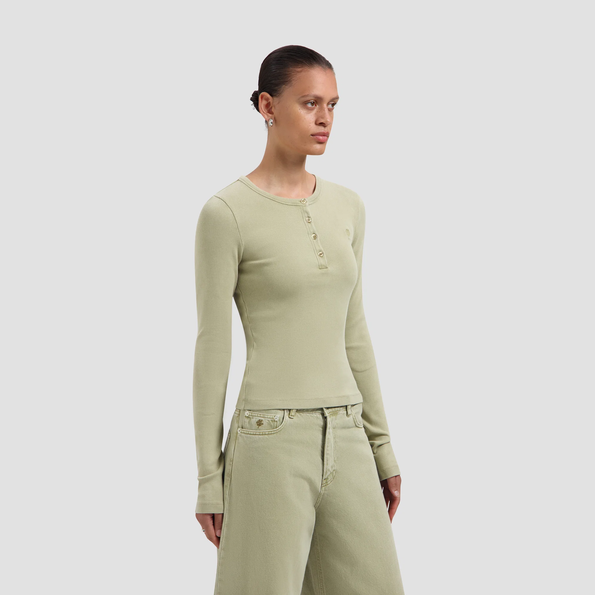 OLAF Monogram washed henley top Treehouse