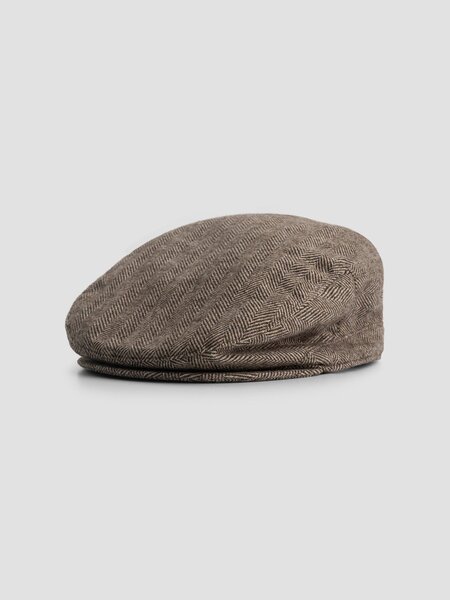 OLAF Wool herringbone flat cap Chocolatechip
