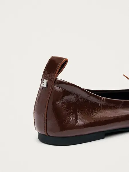 Alohas Rosalind patent Brown leather ballet flats