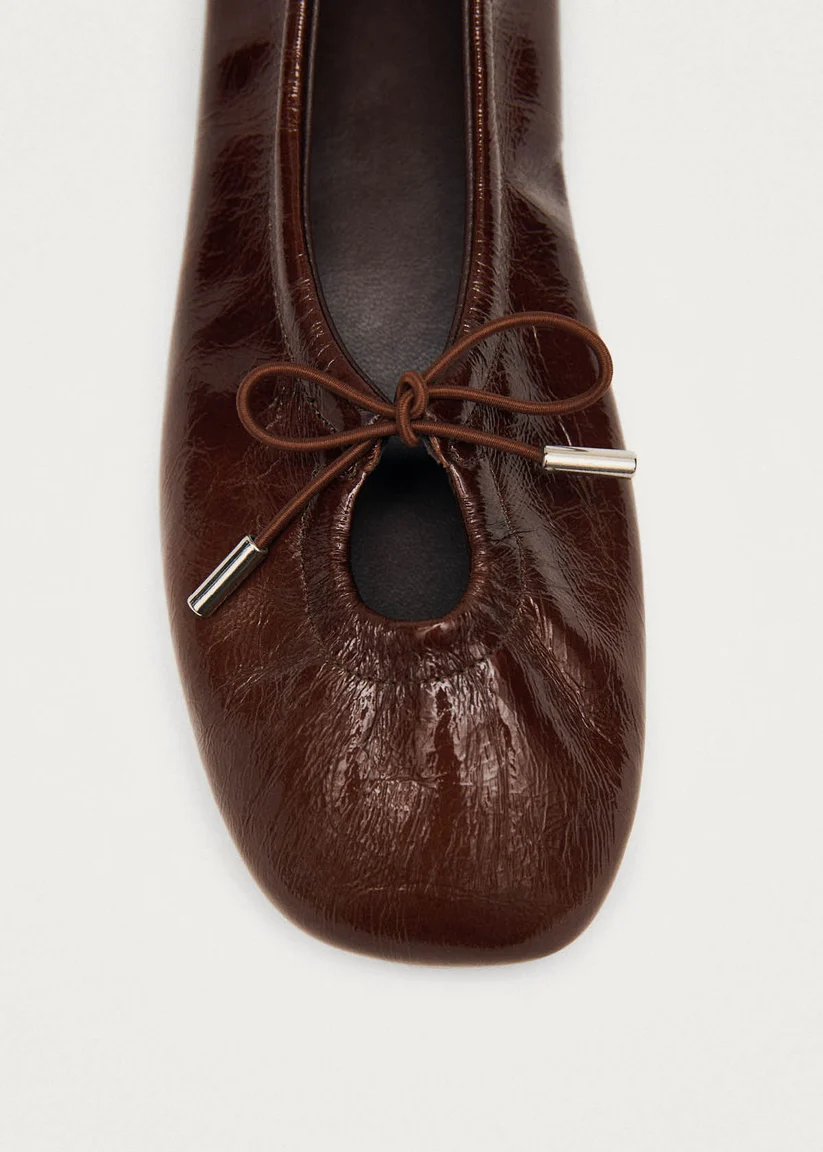 Alohas Rosalind patent Brown leather ballet flats