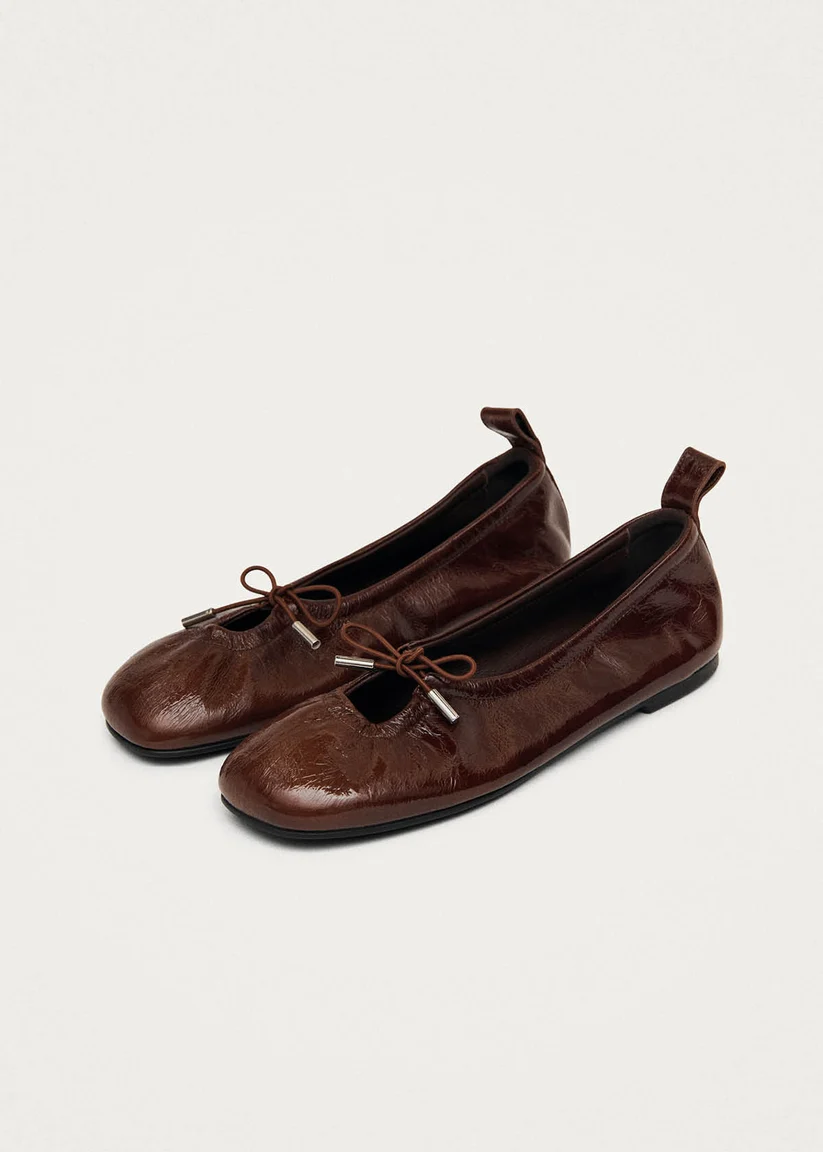 Alohas Rosalind patent Brown leather ballet flats