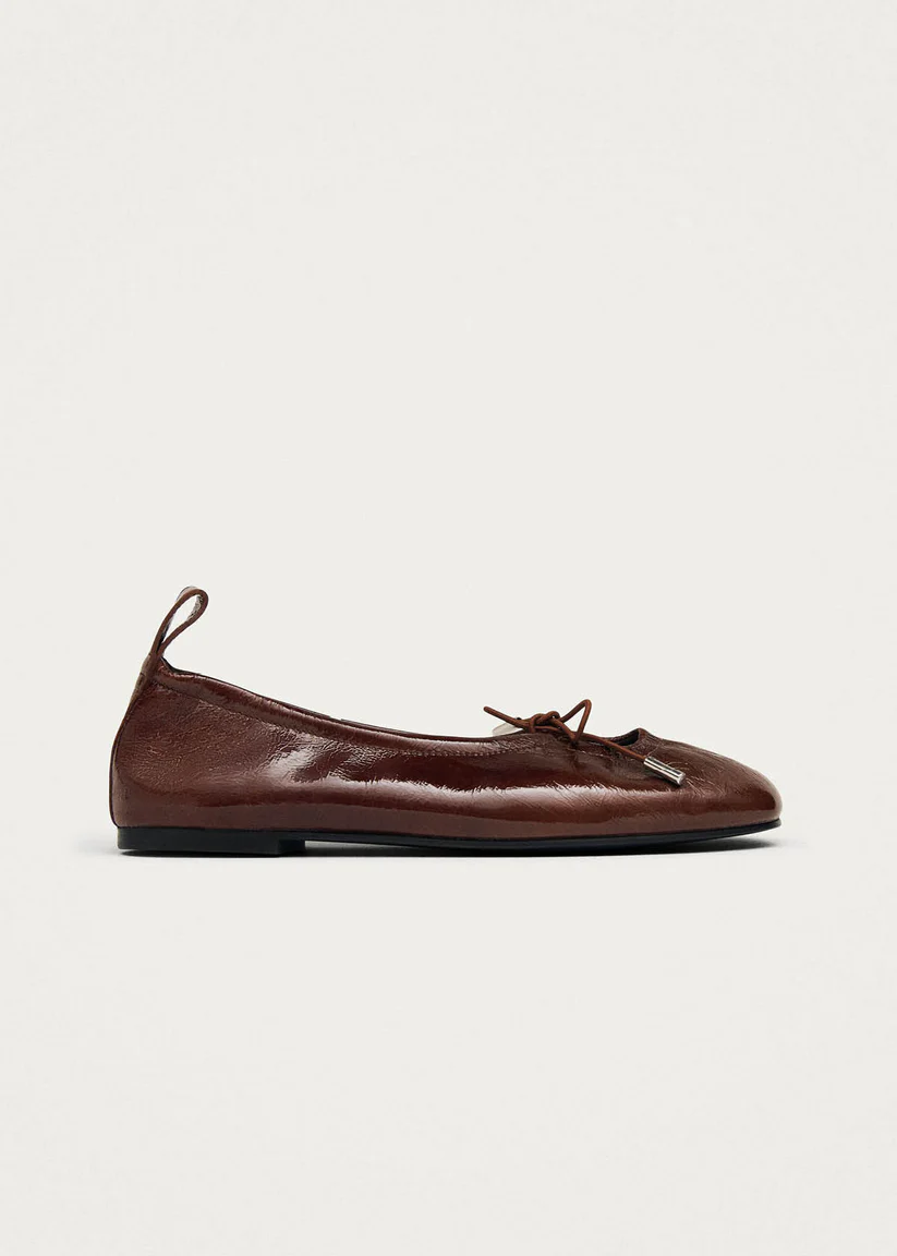 Alohas Rosalind patent Brown leather ballet flats