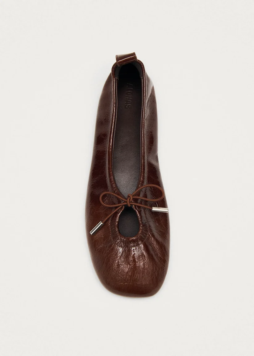 Alohas Rosalind patent Brown leather ballet flats