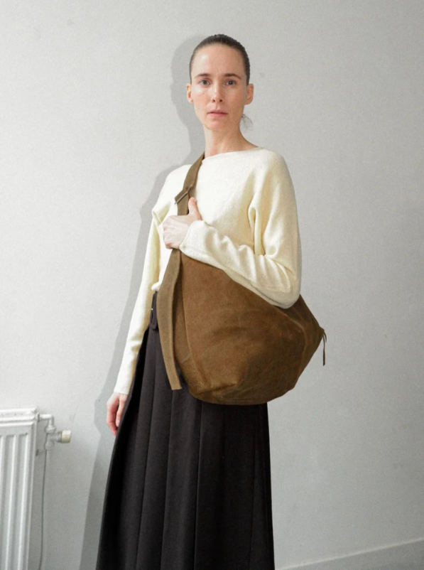 NONA Large slouchy bag Olive suede