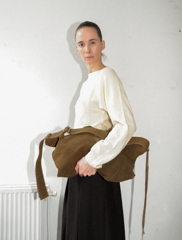 NONA Large slouchy bag Olive suede
