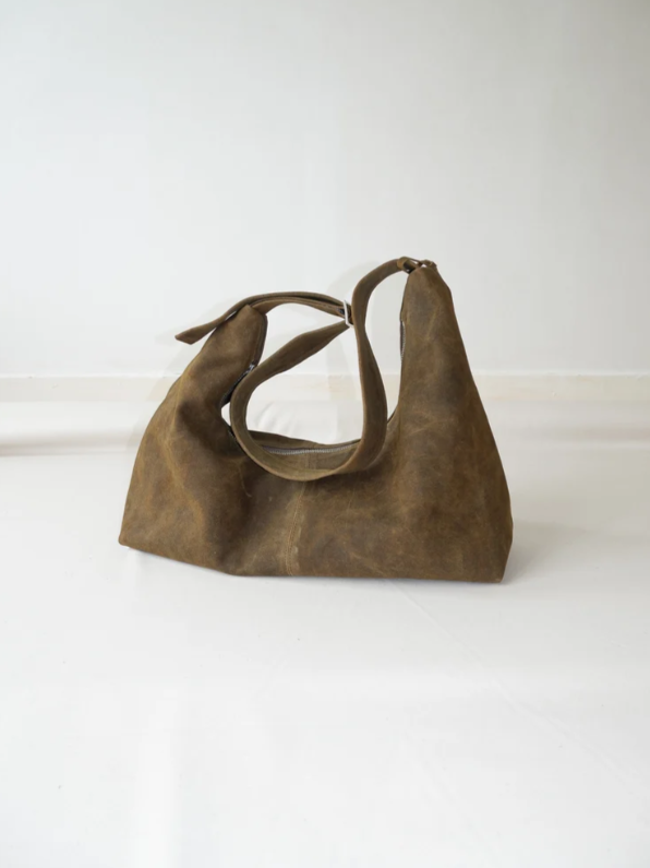NONA Large slouchy bag Olive suede