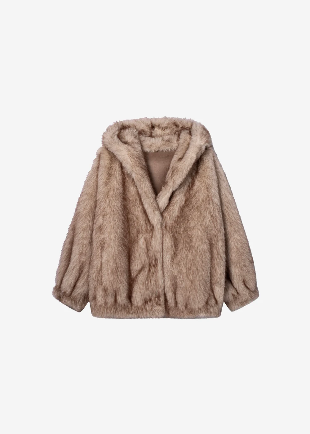 Studio AR Hailey long faux mink jas Beige