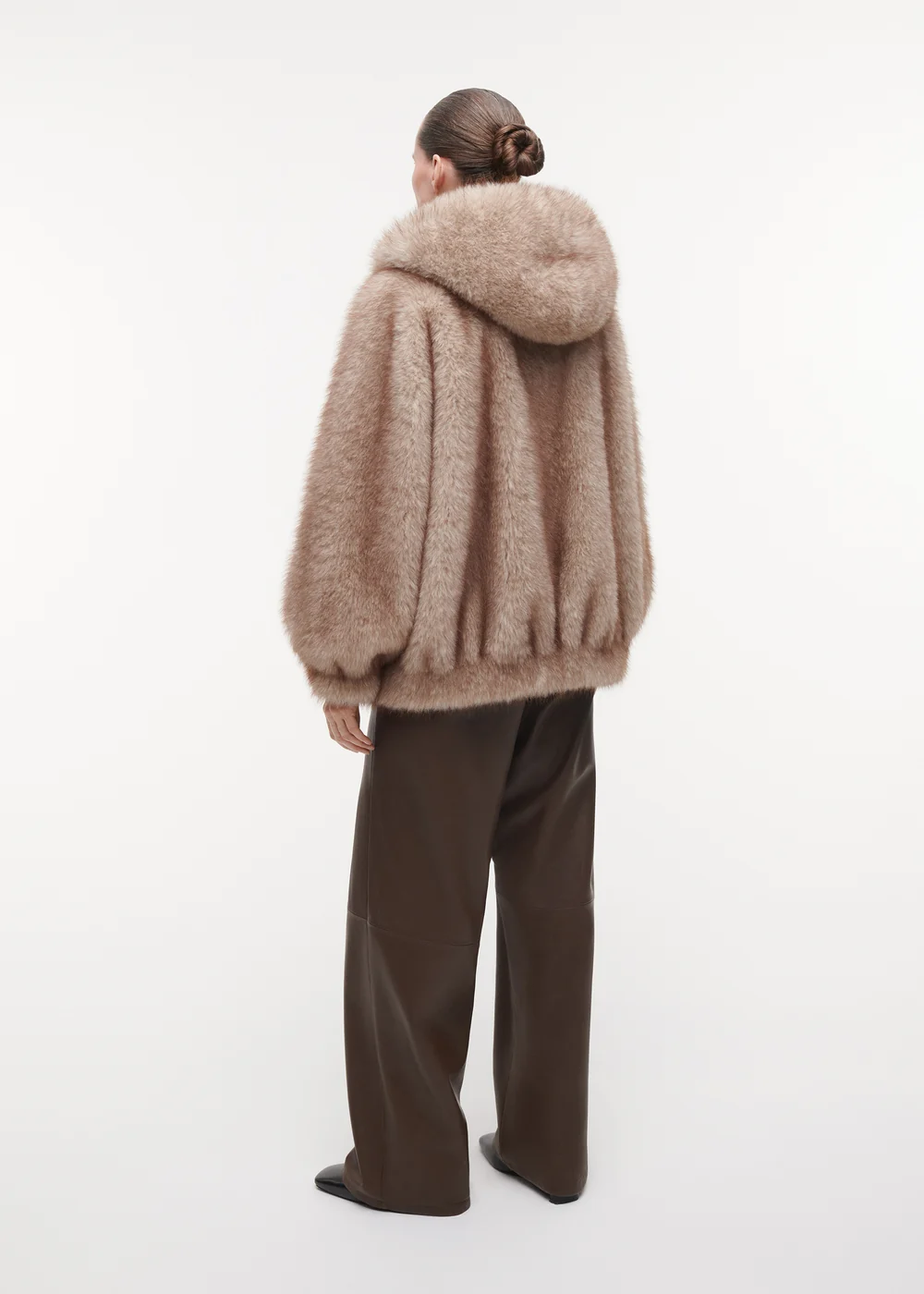 Studio AR Hailey long faux mink jas Beige