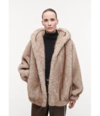 Studio AR Hailey long faux mink jas Beige
