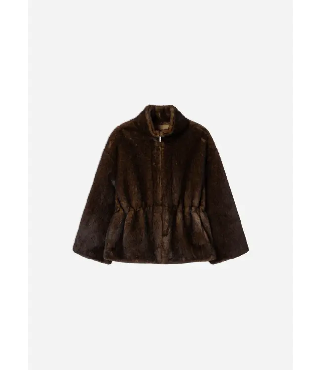 Studio AR Frankie faux mink jas Olive