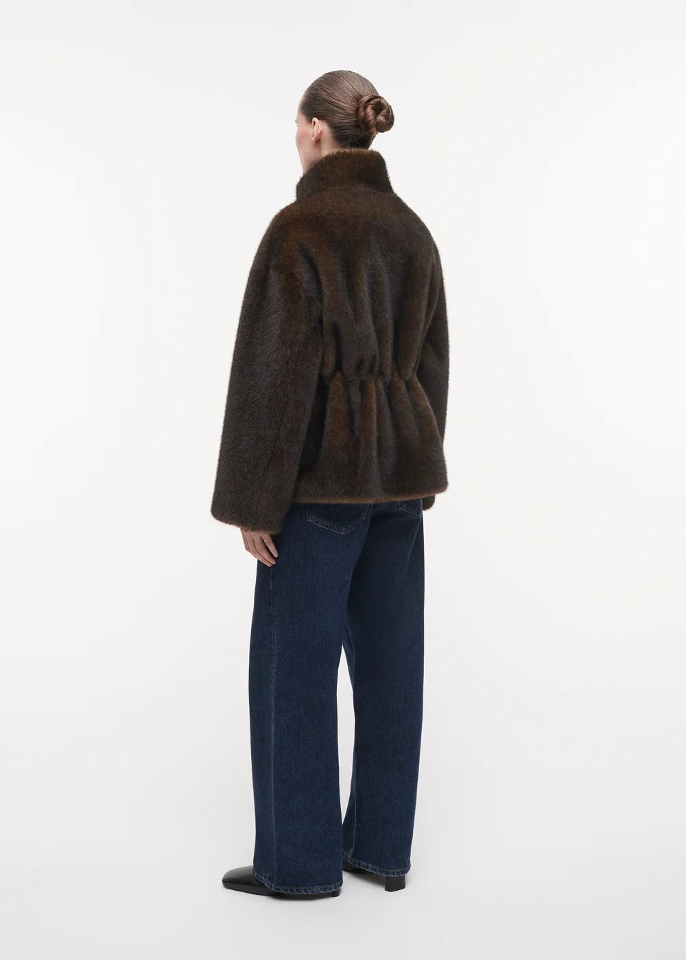 Studio AR Frankie faux mink jas Olive